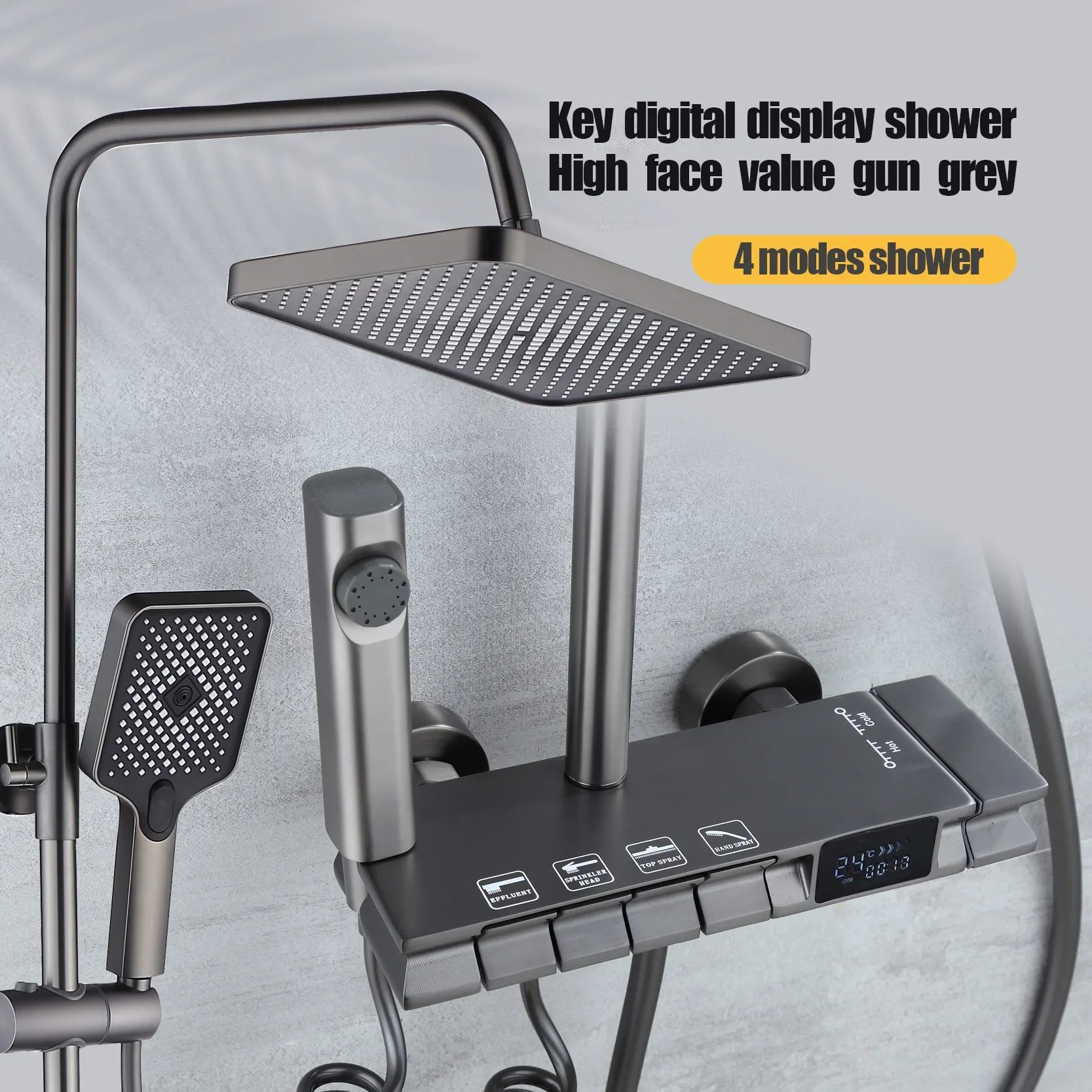 YYHC-Bathroom Black Brass Shower Faucet Hot and Cold Shower System Rain Shower Set