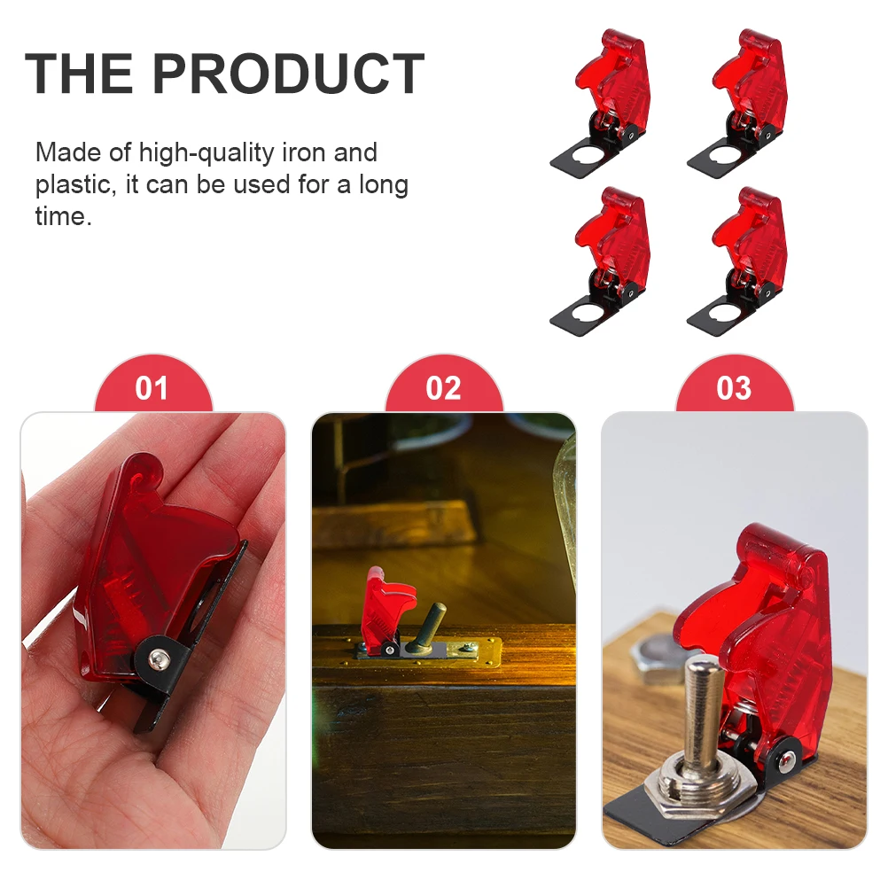 

4pcs Toggle Safety Flip-Cover Dust-Proof Protective Guard For Switch Anti-Missing Guard Caps Home Office Use Toggle Protector