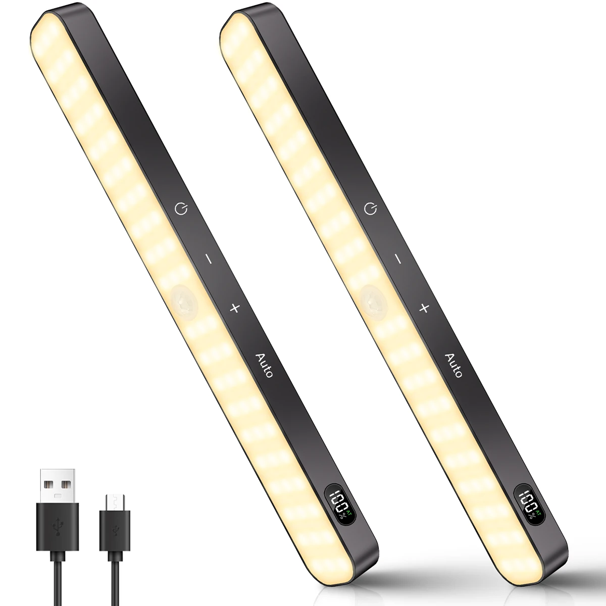 Szafka z czujnikiem ruchu na kółkach Ciepłe światło Wyświetlacz baterii 60-LED Touch Light Bar Bezprzewodowa lampka nocna z akumulatorem