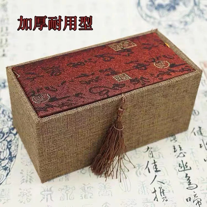 Stationery walnut gift box, box, Buddha bead, hand string, jade, jewelry, linen, antique brocade box