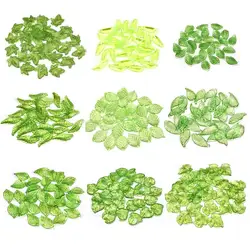 Green Transparent Leaf Beads Acrylic Pendant Loose Bead For DIY Jewelry Making Accessories Handmade Earring Necklace Bracelet