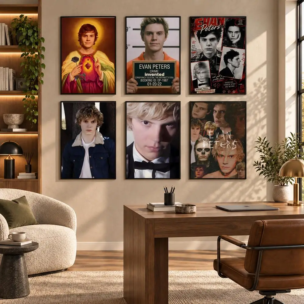Handsome E-Evan Peters Sticky Poster Self-adhesive Art Waterproof Paper Sticker Coffee House Bar Room Wall Decor