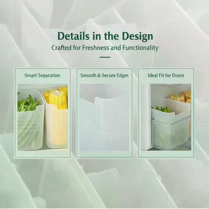 Fridge Storage Boxes Food Fresh Organizer Cold Storage Crisper Fruit Spice Food Container Home Kitchen