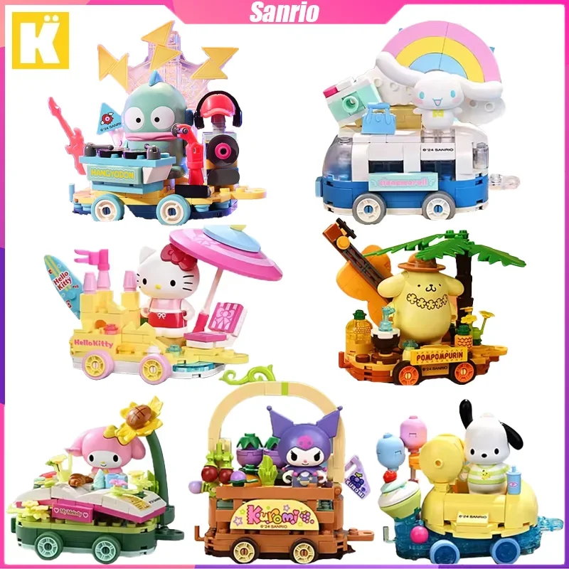 

Keeppley Sanrio Building Blocks Kitty Kuromi Float Parade Desktop Decoration Puzzle Assembling Model Toys Birthday Gift for Kids