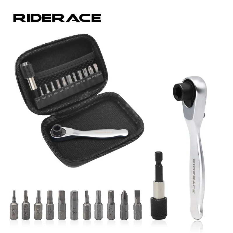 

RIDERACE Bike Allen Key Spanner Single-Ended Torque Ratchet Wrench Spanner 1/4 Inch Screwdriver Set Bicycle Hand Repair Tools