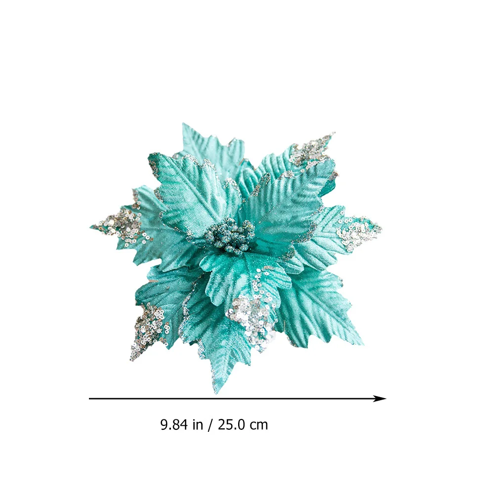 1Pcs Sequined Christmas Flower Handmade Flannel Artificial Flower Christmas Tree Ornament Wedding Party Home Festival Decoration