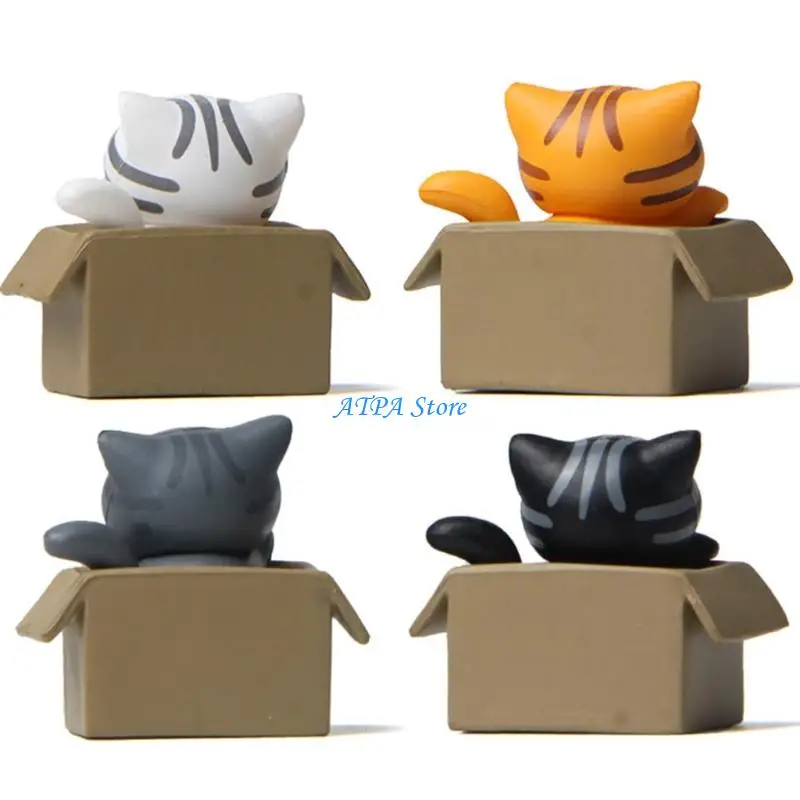 U13C Attractive Car Accessory Funny Cats Sculpture For Dashboard Home Office Decorati