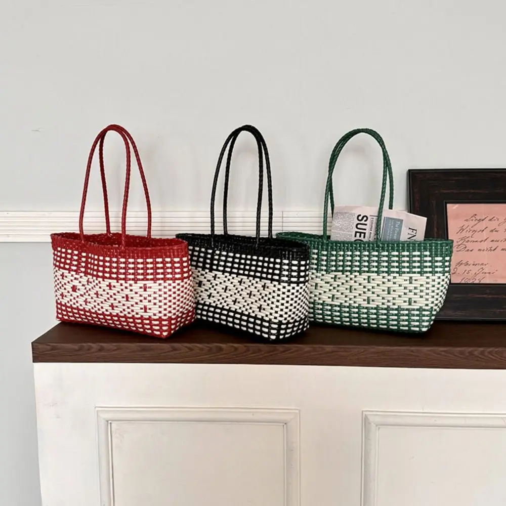 

Cute Hollow Out PVC Vegetable Basket Bag Vacation Style Bohemian Style Beach Tote Bag Waterproof Large Capacity Beach Bag Summer
