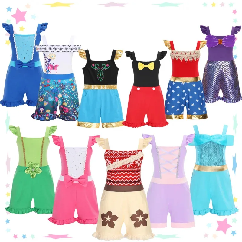 

Baby Girl Elsa Jumpsuit 2025 Children Mermaid Summer Sleeveless Jumpsuit Suspender Wide-leg Pants Fashion Children's Clothing