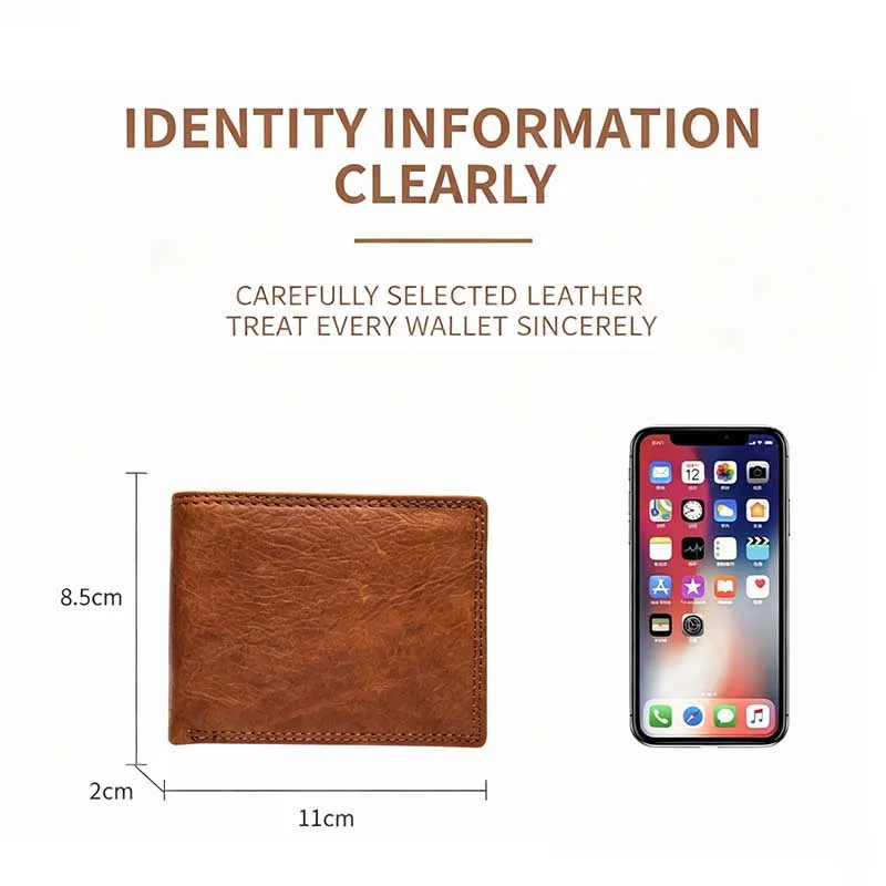 Men's Vintage Genuine Leather Short Wallet Business Casual Multi Card Slots ID Card Holder Fashion Purse For Men