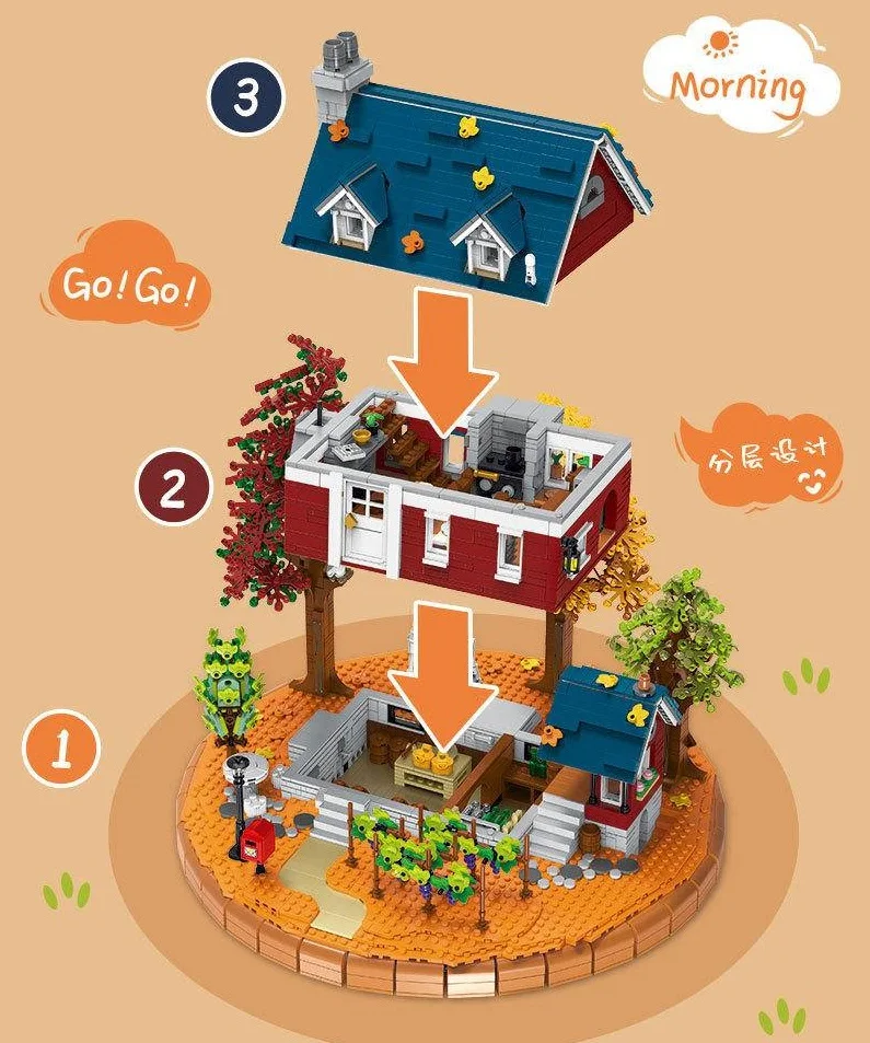 Il modello 031055   compatibile con i mattoncini LEGO, l'intrusione del vino, la casa con vista stradale, l'edificio, l'edilizia e l'edilizia dei giocattoli regalo