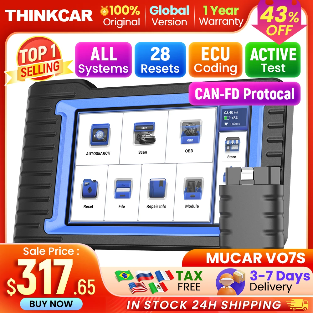 MUCAR VO7/VO7S THINKCAR Professional Car Diagnostic Tools Automotive Obd2 Scanner Auto Diagnosis Full System ECU Coding 28 Reset