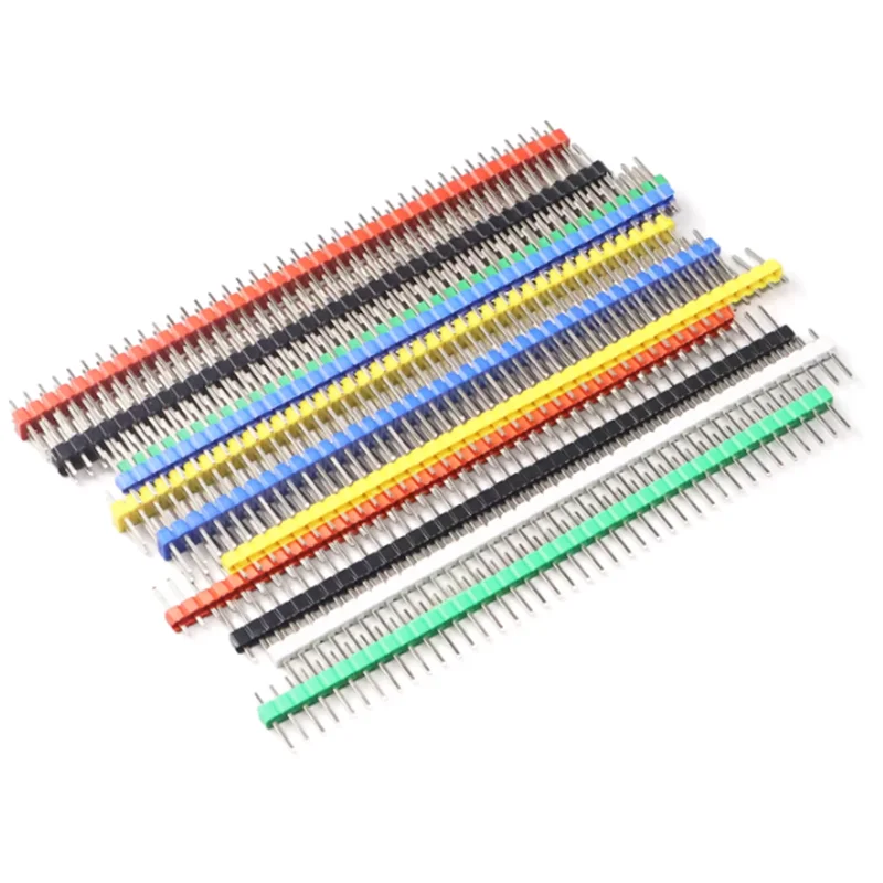 10PCS Red Blue Yellow White Green Breakable Pin Header 2.54mm Single Double Row Male Header Connector Kit PCB Strip for Arduino