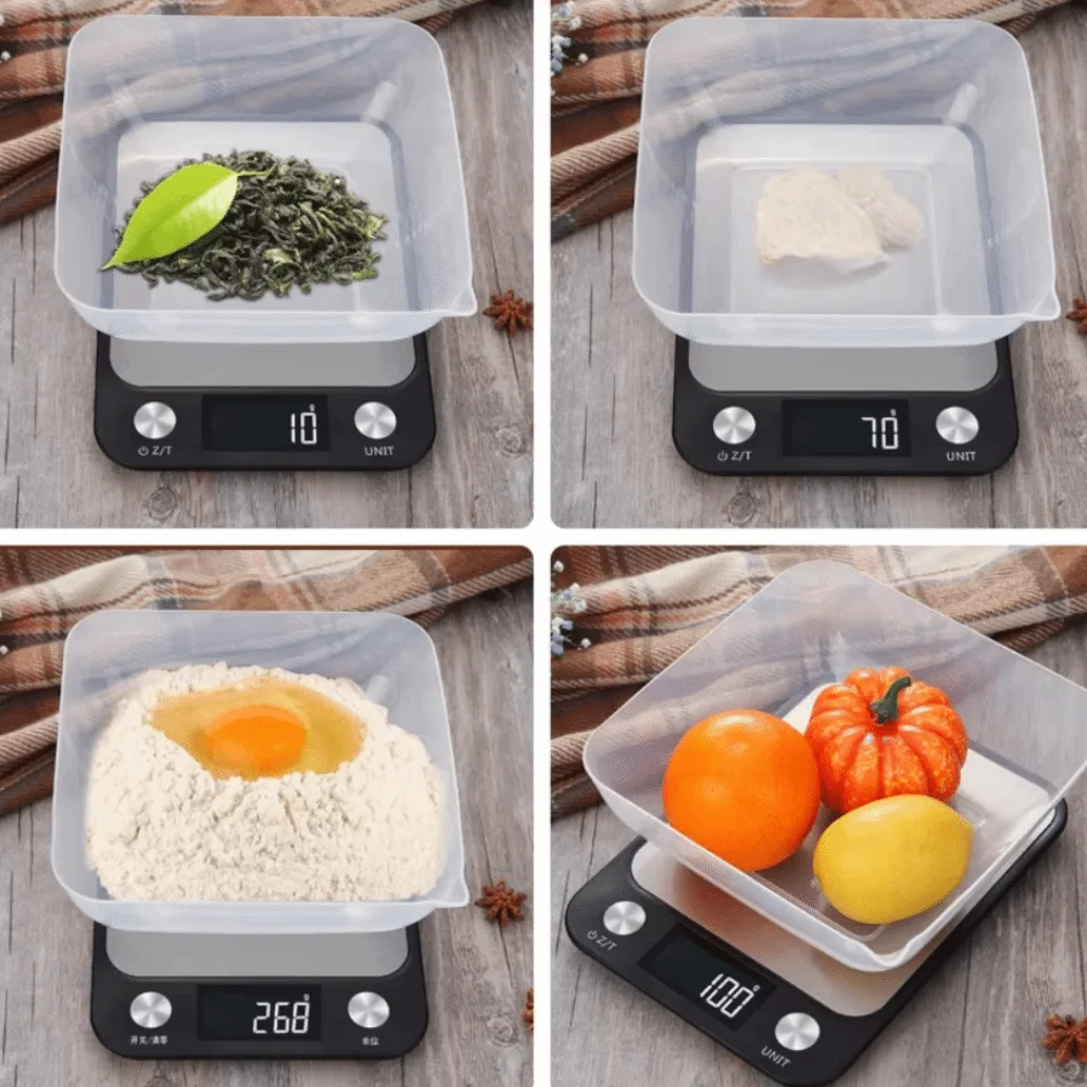 Stainless Steel Electronic Kitchen Scale LED Display Thin Baking Scales Rechargeable Convertible Units Food Scales Cooking