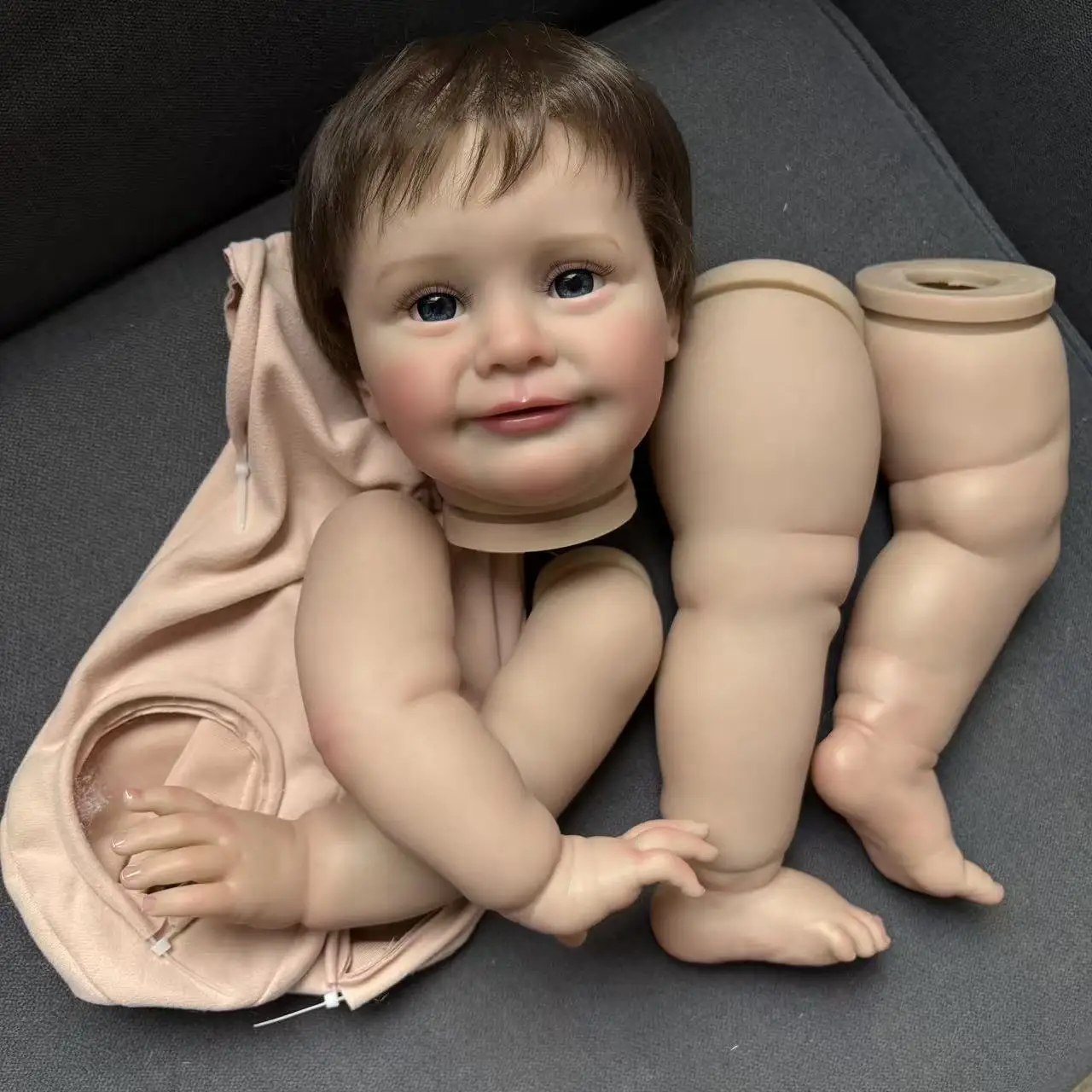 Reborn Doll Kit Zoe 25inch Handmade Unassembled Multiple Layers Painting Lifelike Baby Parts With Visible Veins Hand-Root Hair image 3