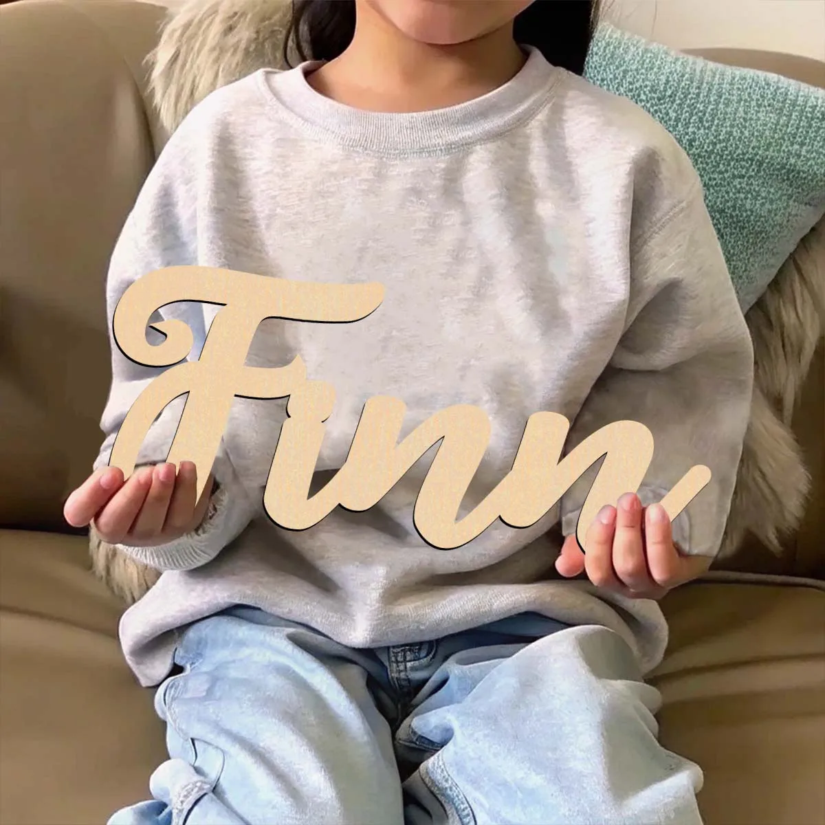 1pc Cartoon Finn example Customized Letter Wooden Sign Wooden Plaque Wood Material Durable Outdoor Sign