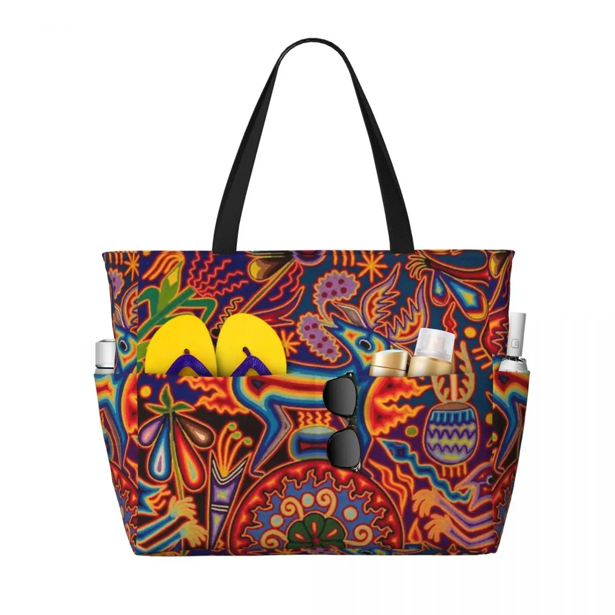 

Huichol Beach Travel Bag, Tote Bag Fashionable Large Capacity Sports Birthday Gift Multi-Style Pattern