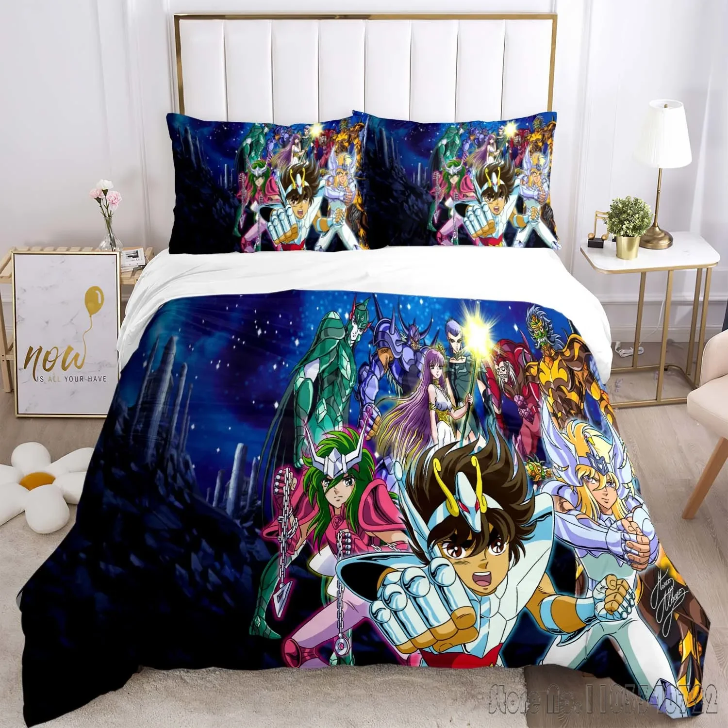 Admire Saint Seiya Pattern Cartoon Duvet Cover Set HD Comforter Cover for Kids Bedding Sets Bedclothes Bedroom Decor