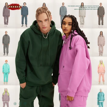 ZODF Yeni Kış Erkek Temel Kalın Polar 345gsm Kapüşonlular Rahat Gevşek Hip Hop Unisex Kapşonlu Kazak Kazaklar Eşofman HY0010