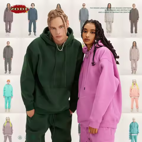 ZODF New Winter Men Basic Thick Fleece 345gsm Hoodies Casual Loose Hip Hop Unisex Hooded Sweatshirt Pullovers Tracksuits HY0010