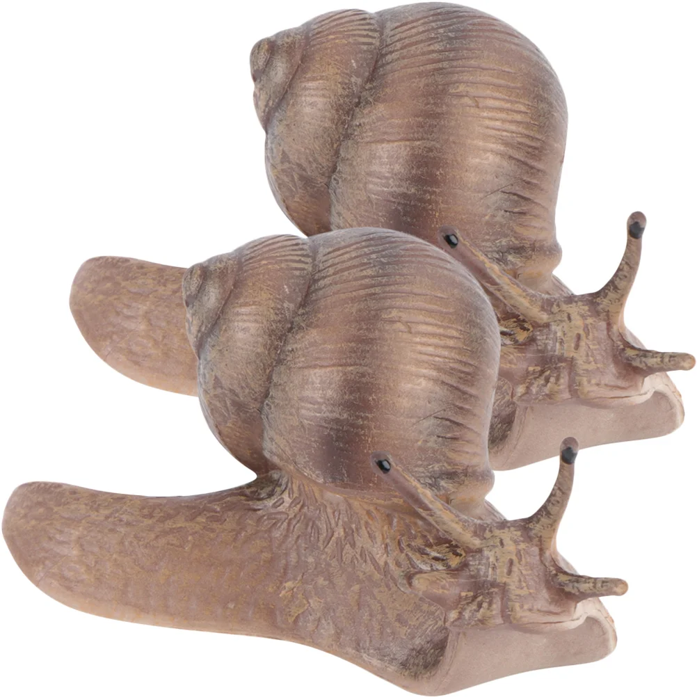 2 Pcs Toys Snail Model Animal Simulation Figurine Sculpture Plastic Realistic Figures Child