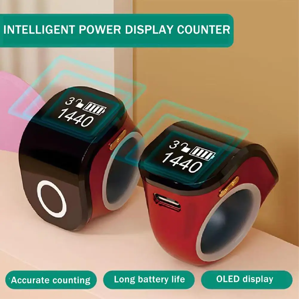 OLED Super Large Dual Screen Thumb Counter Touch Screen Ultra-light Type-C Charging Adjustable Sports Counting