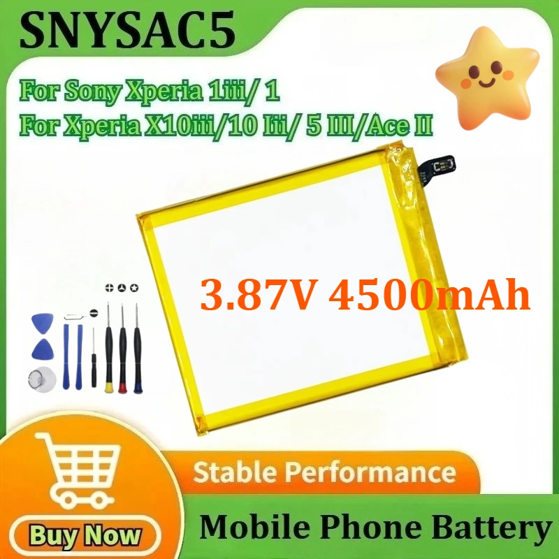 

New SNYSAC5 3.87V 4500mAh for Sony Xperia 1iii/X10iii/10 Iii/ 1/5 III/Ace II Replaceable Mobile Phone Battery + Tools
