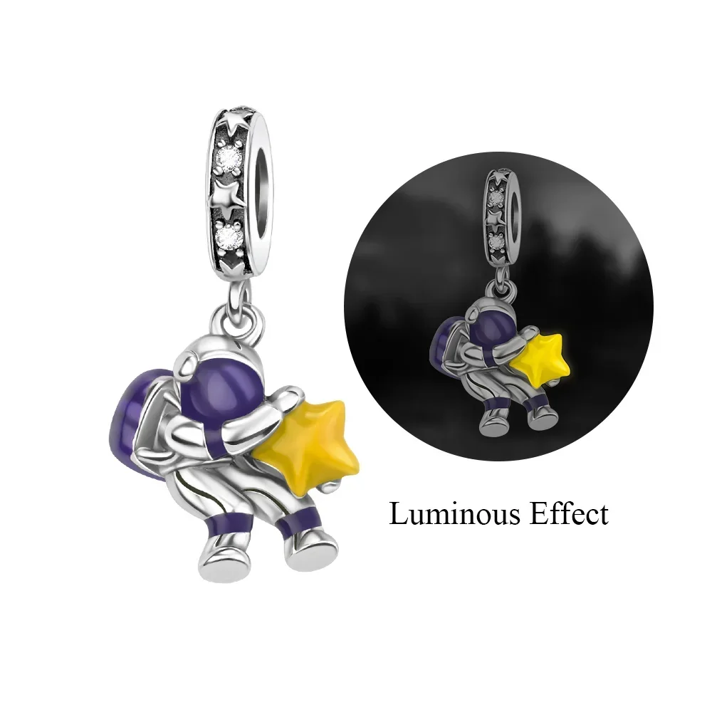 Dreamy 925 Sterling Silver Purple Magic House Butterfly Iris Flower Owl Beads Pendant Fit Women's Bracelet Necklace Jewelry Gift - view 3