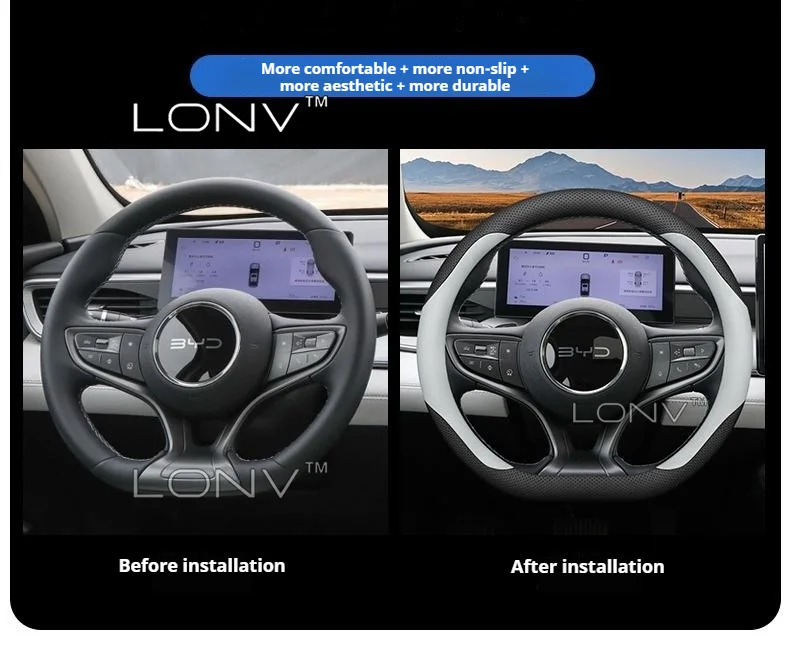 Leather Car Steering Wheel Cover For BYD New King 2027 2026 Seal 5 DM‑i Non-slip Auto Steering Wheel Accessories