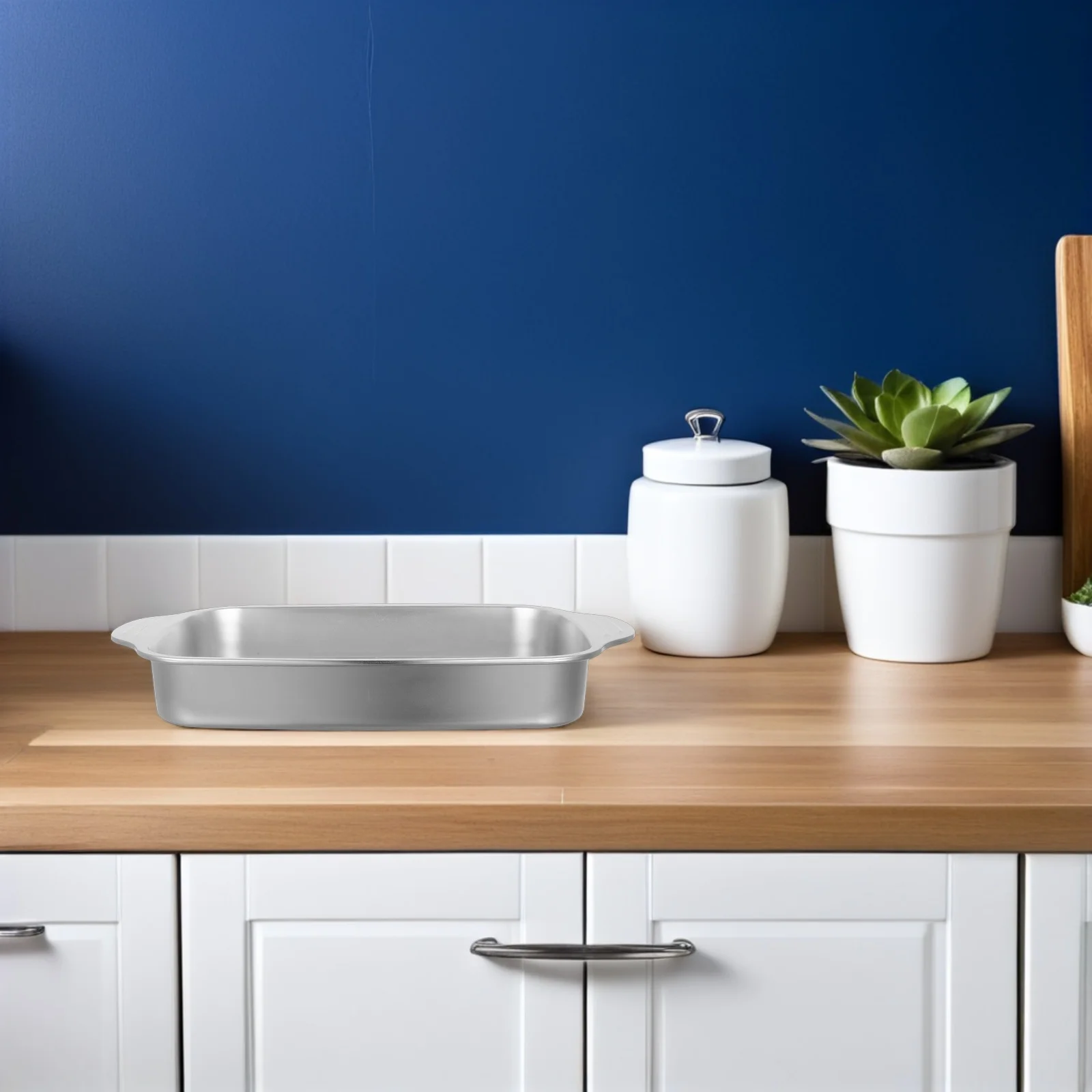 

Stainless Steel Rectangular Roasting Pan 316L Nonstick Baking Tray Bbq Roaster Fish Chicken Meat Vegetable Grill Serving Dish