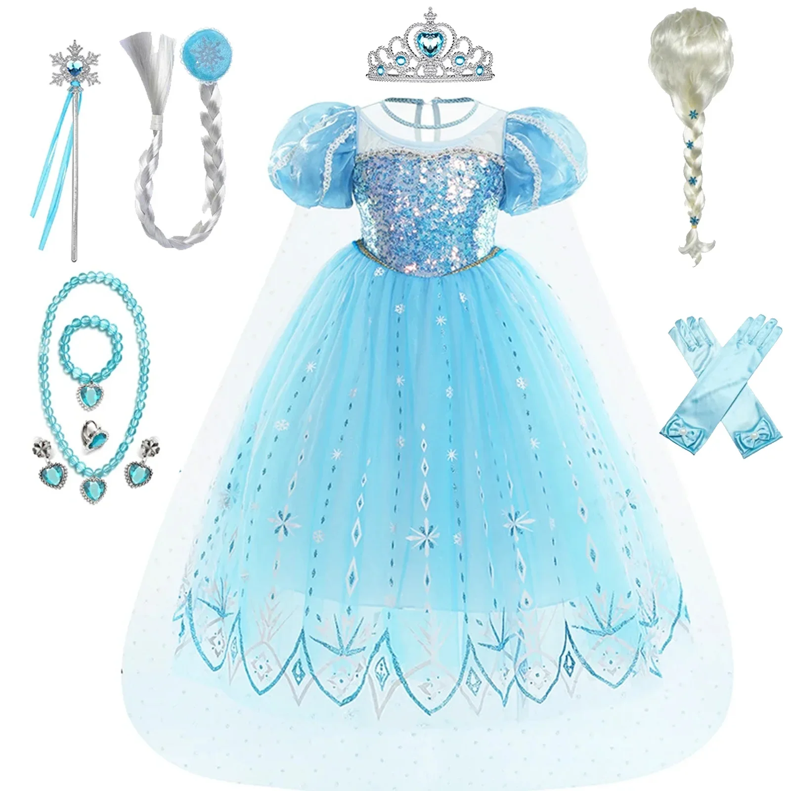 Disney Frozen 2 Princess Dress Girls Party Cosplay Elsa Sequin Costume Ball Gown Carnival Birthday Snow Queen Princess Costumes