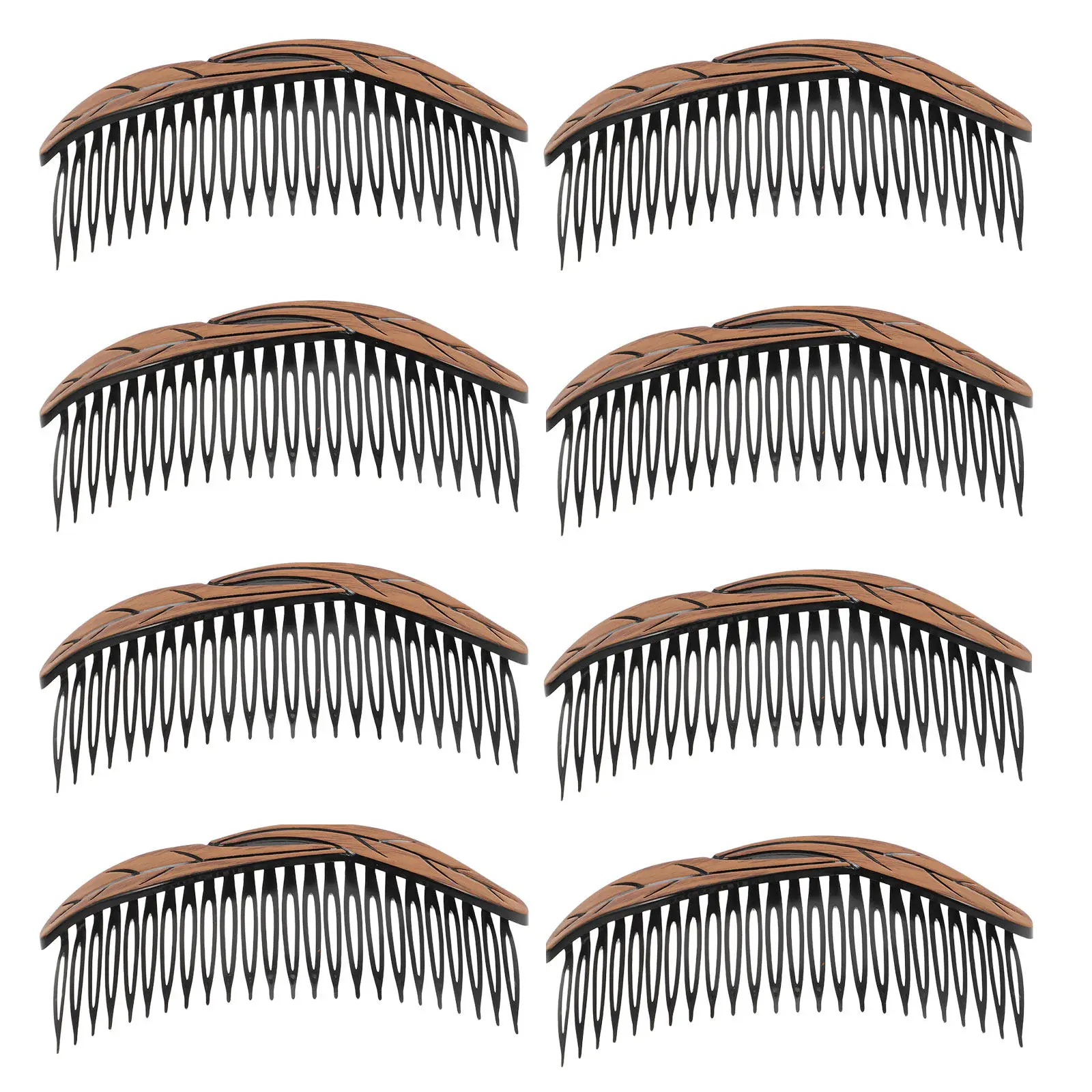 

8Pcs Vintage Hair Styling Comb Classic Wood Grain Bangs Shaping Smooth Tooth Twist Side Hair Clips for Women Girls