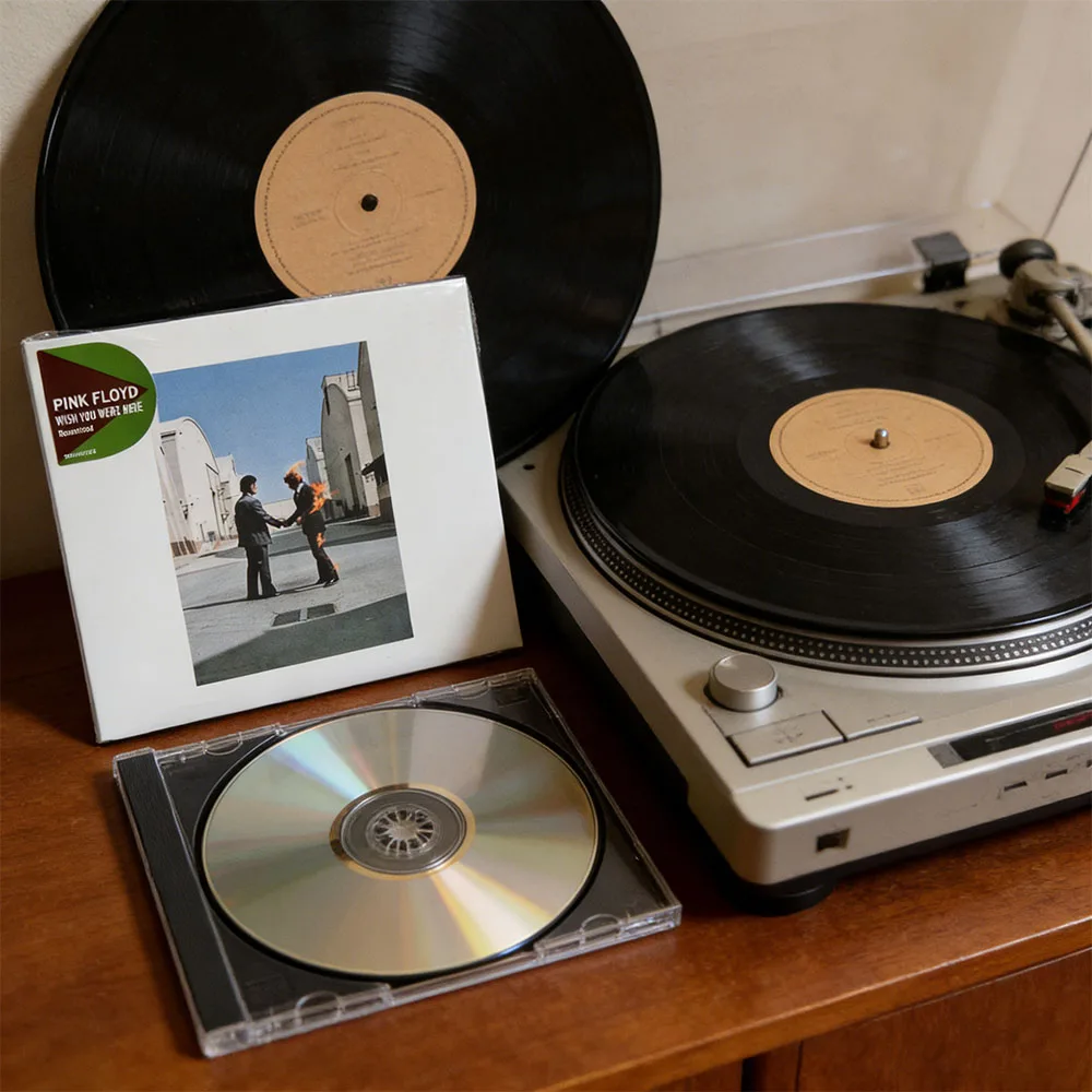 El álbum en CD 'Wish You Were Here' es el noveno álbum de estudio de la banda británica de rock progresivo Pink Floyd, lanzado en septiembre de 1975.