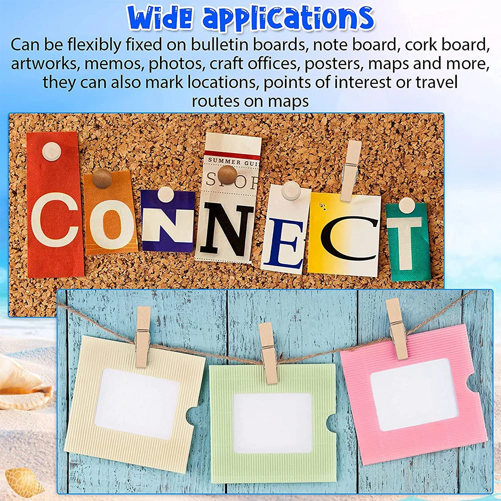 

1Set Map Fixing Pushpins Wooden Thumbtacks for Bulletin Boards World Map Marking Calendar Decoration Photo Display Accessories