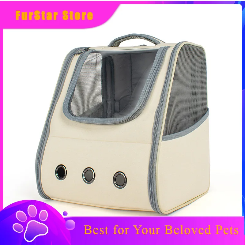 FurStarPet Cat Backpack Travel Backpack For Medium Cats Bag For Pet With Breathable,Spacious And Cozy Design Cat Accessories(Gre