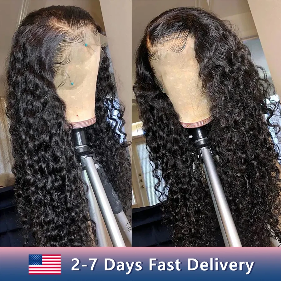 Human Hair Pre Plucked Hair Wigs Water Wave Lace Front Wigs Human Hair 13x4 HD Trasparent Glueless Lace Frontal Wigs for Women