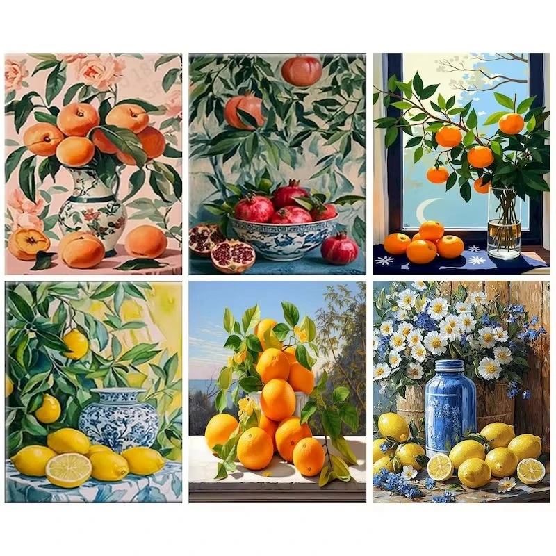 Fruit Pattern Paint By Numbers Kit Adults Kids Beginner DIY Canvas Stress Relief Home Wall Decor Craft Birthday Gift