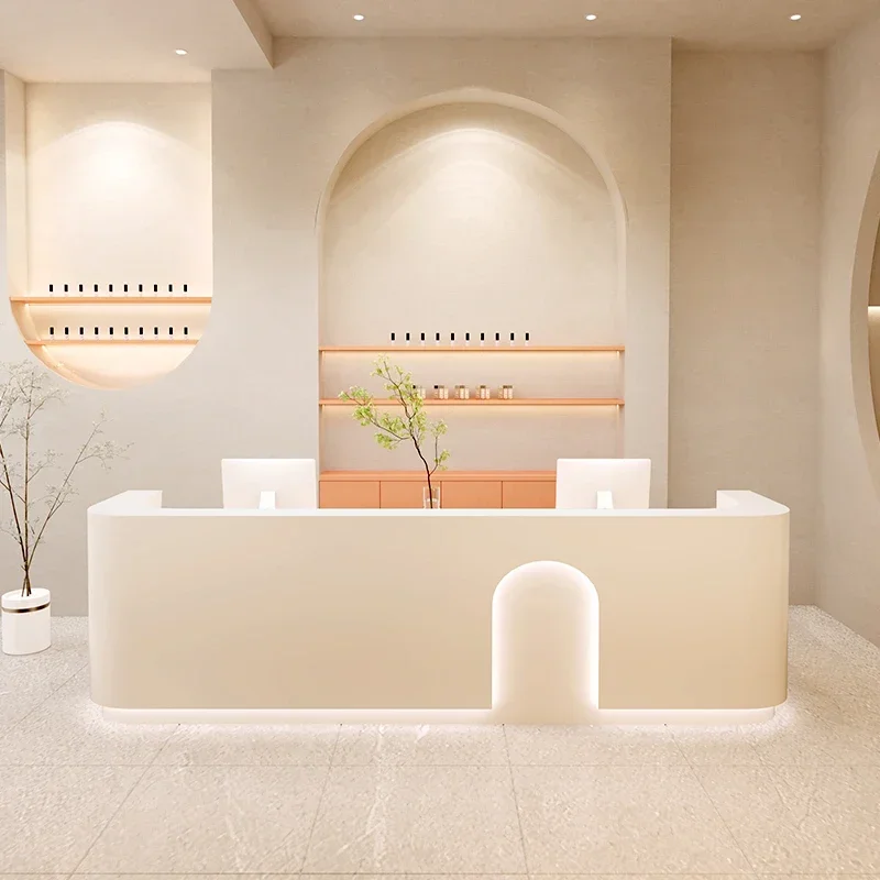 Restaurant Front Desk Table Luxury Furniture Office Beauty Salon Center Reception Counter For Bakery Modern Professional Spa Bar