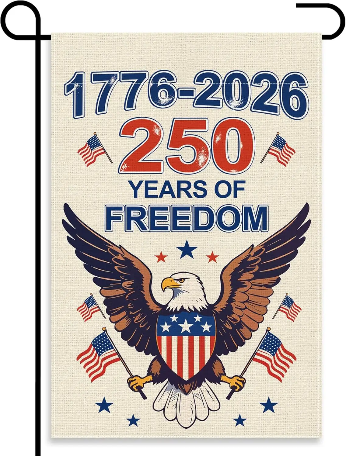 Uflashmi 250 Anniversary USA Garden Flag Double Sided, Retro 1776-2026 250 Years of Freedom Yard Flag for Outside, 12x18 Inc AAS