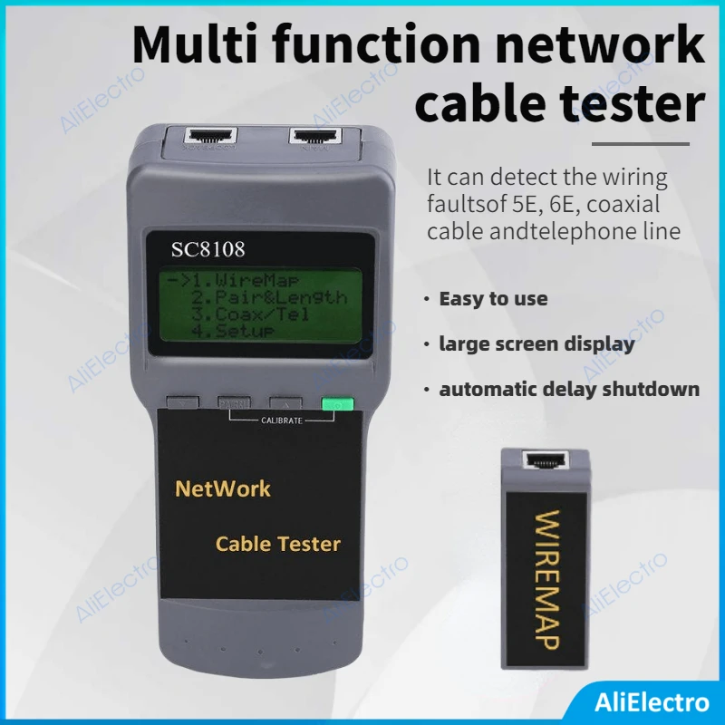 

Портативный сетевой тестер SC8108 с ЖК-дисплеем и высокоточным измерителем телефонного кабеля LAN и измерителем с дисплеем RJ45