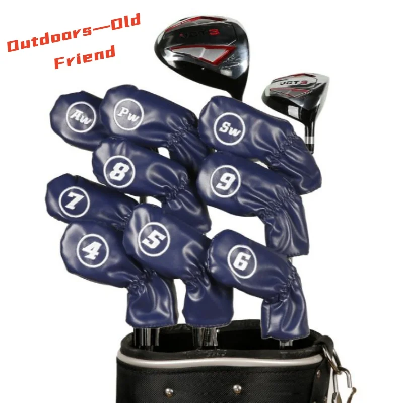 New 9 Pcs/Set Golf Headcovers For Iron Set Clubs Blue Red White Black Color Waterproof PU Golf Iron Cover Heads Protector