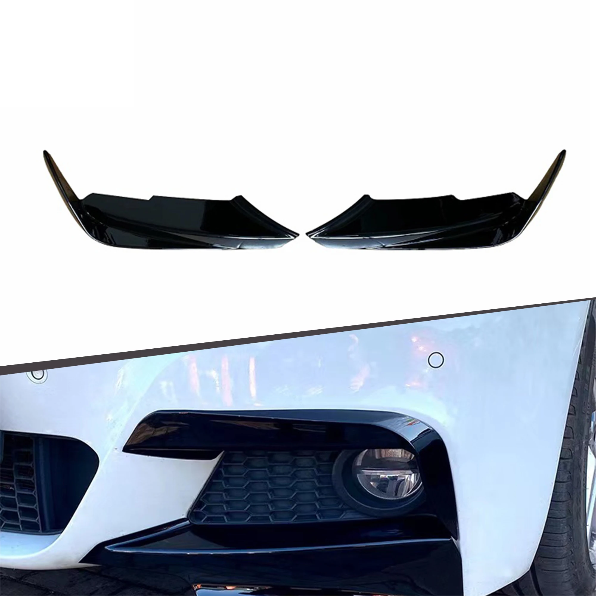 

Gloss Black Front Canards ABS Front Bumper Upper Flaps Trims for BMW 4 Series F32 F33 F36 2014-2019