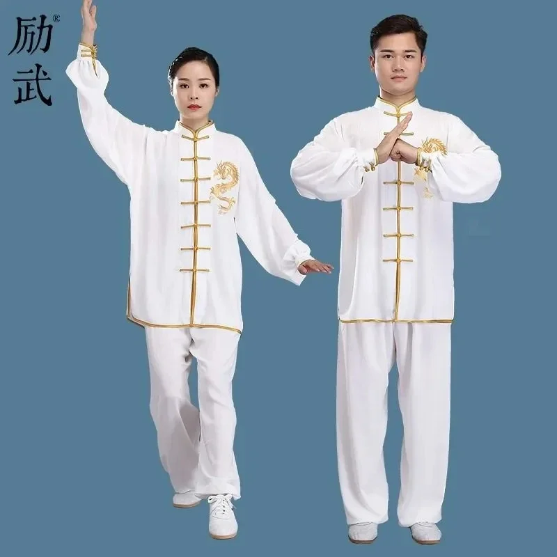 Long Sleeve Tai Chi Clothing Chinese Traditional Folk Taiji  Walking Morning Sports Exercise Uniform Dragon Kung Fu Suits