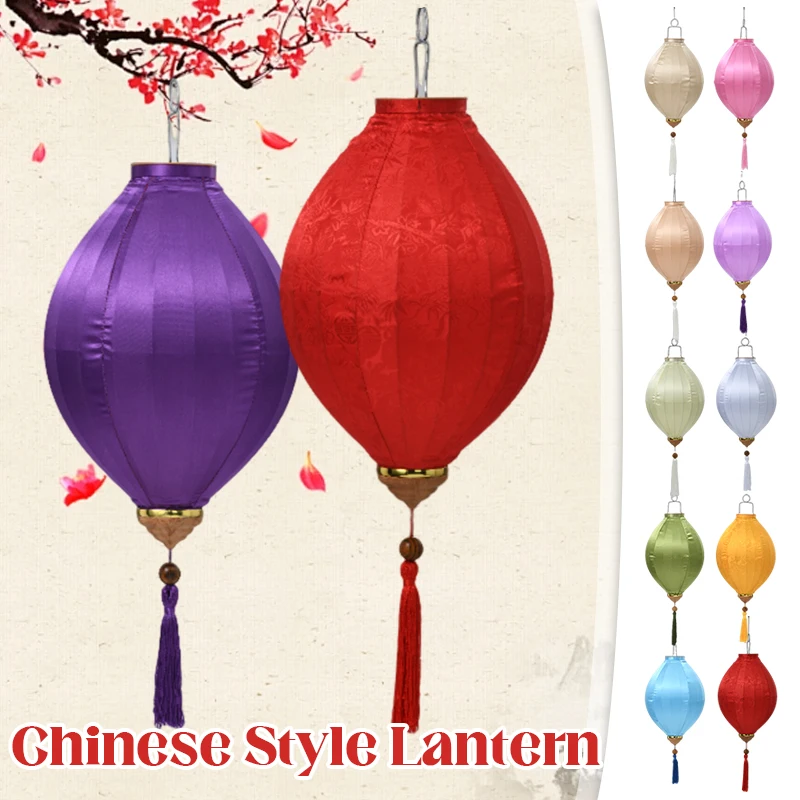 14inch New Year Lantern Retro Satin Solid Color Outdoors Waterproof Lantern Japanese Korean Home Hotel Restaurant Decor Lanterns