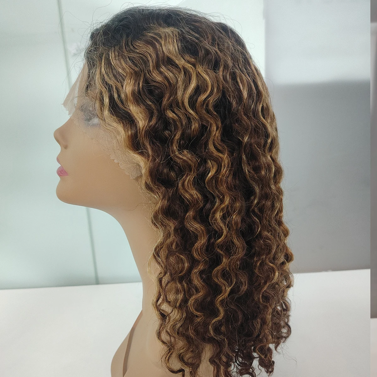 

P4/27 Highlight Lace Front Wig Kinky Curly, Honey Blonde, 13x5x1, T part Human Hair Wig for Women, 180% Density