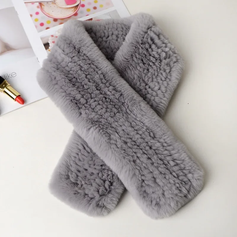 New Fashion Women Real Rex Rabbit Fur Scarf Warm Good Elastic Real Natural Rex Rabbit Fur Headbands Solid Color
