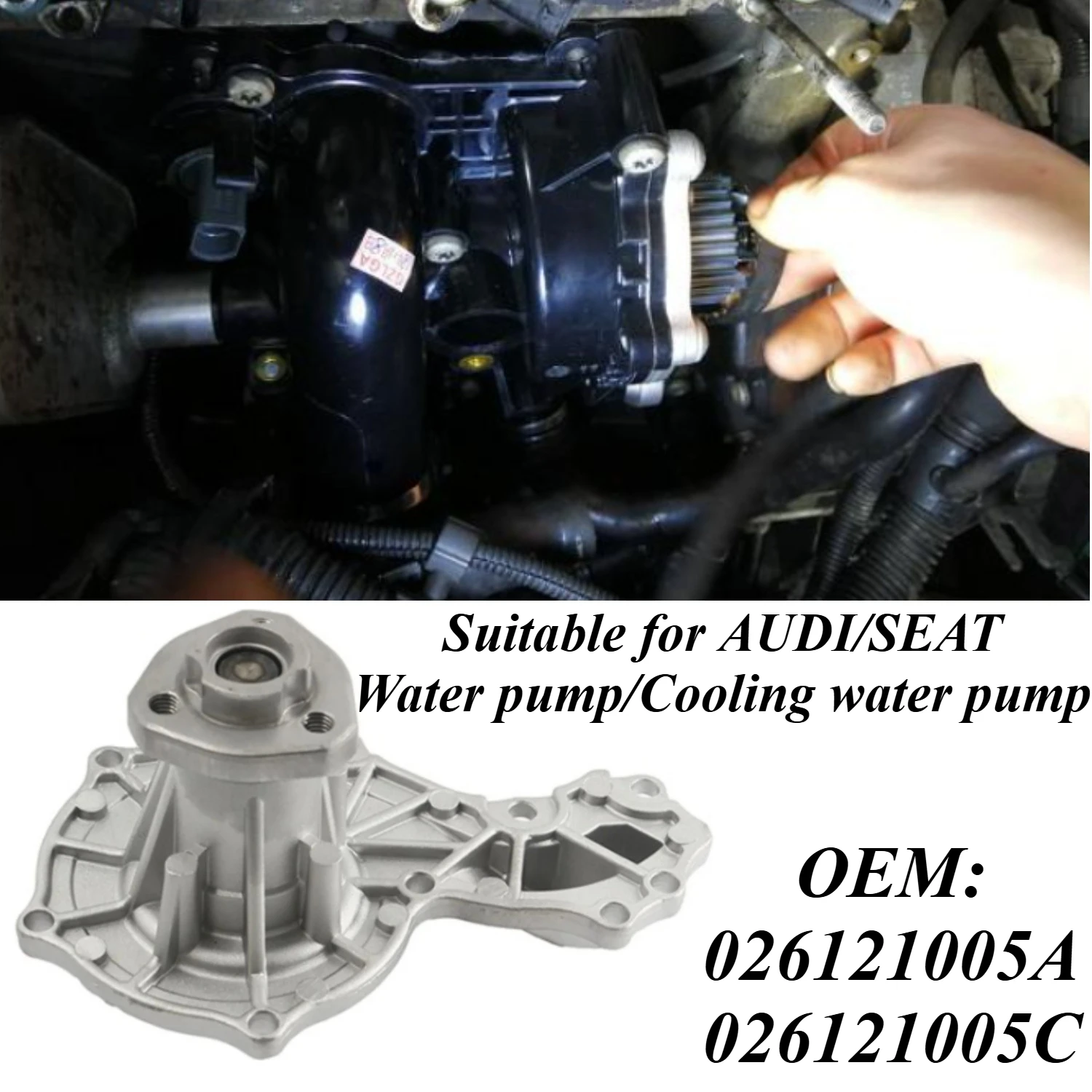 

For Audi A4 A6 A8 TT Seat Leon 2004-2015 Water Pump 06B121005A 06B121005C Coolant Pump Replacement Engine Cooling System Parts