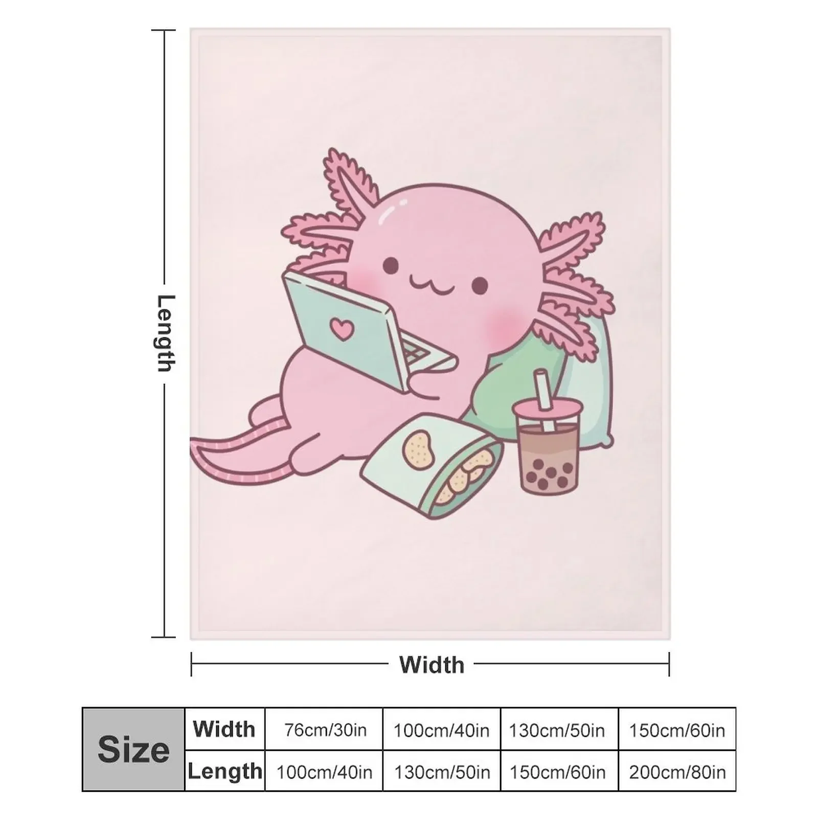Cute Chilling Axolotl Throw Blanket Soft Big blankets and throws Luxury Thicken Decorative Sofa Blankets