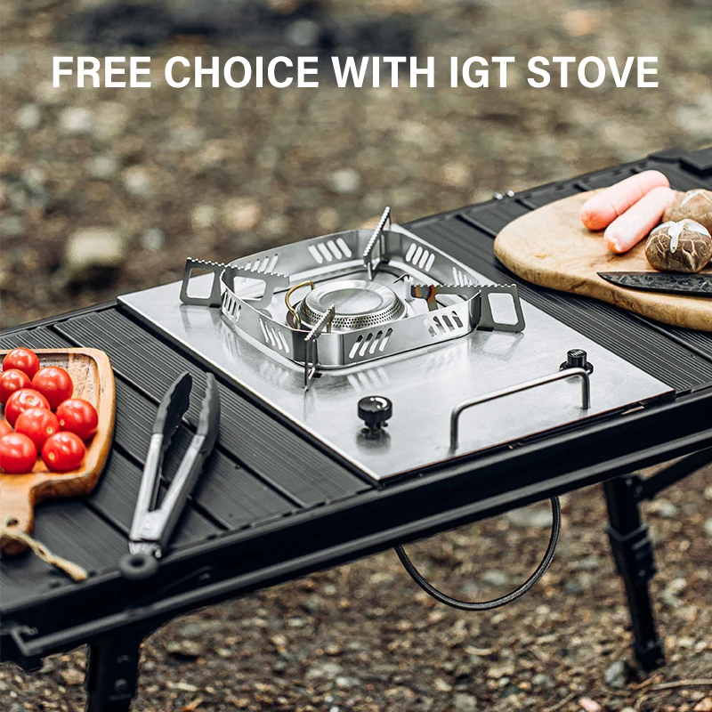 Camping Opvouwbare Igt Houten Tafel Outdoor Picknick Vistafel Multifunctionele Verstelbare Poot Bureau Desktop Brander Bbq Grill Tafel