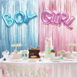 4 Pcs Set Gender Reveal Decoration Fringe Curtain Blue Pink Boy Girl Foil Balloon Gender Reveal Party Supplies Photo Backdrop